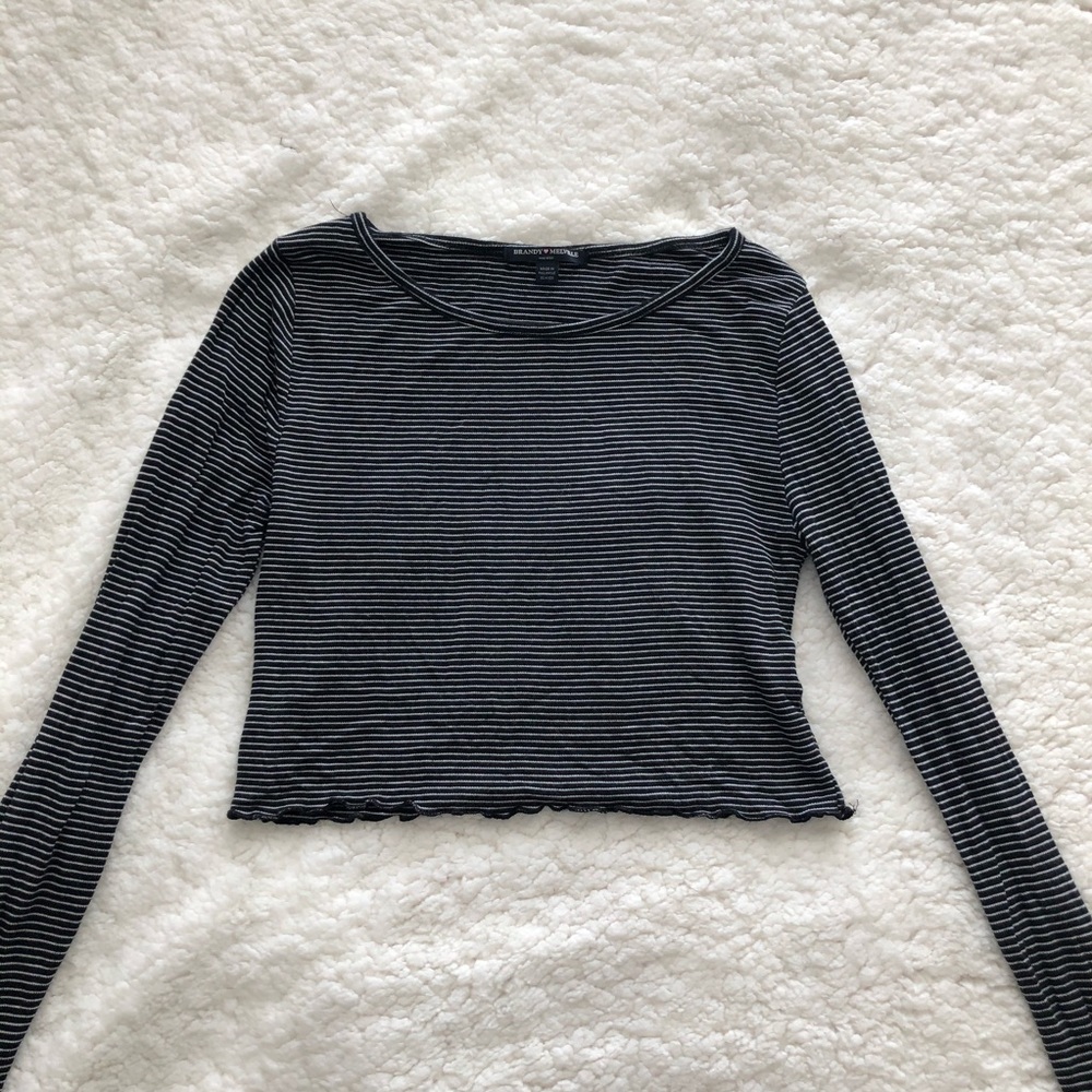 Striped Crop Long Sleeve Top